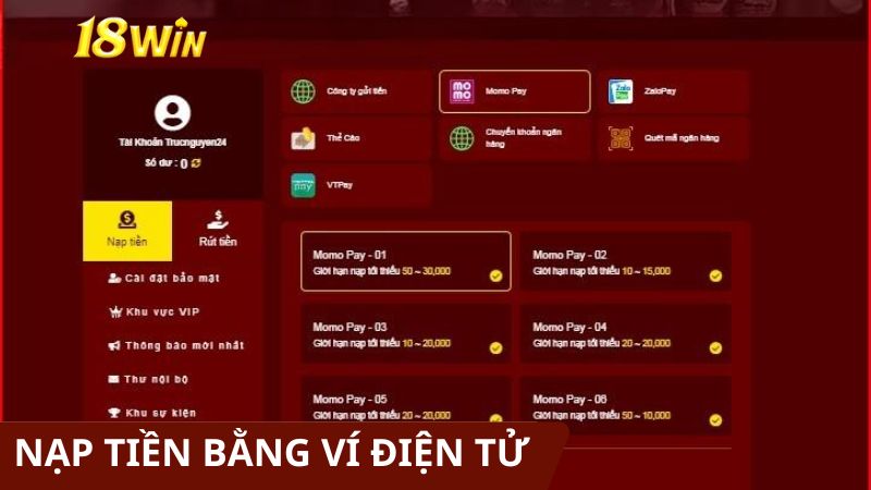 Chuyển tiền vào tài khoản game bằng ví điện tử